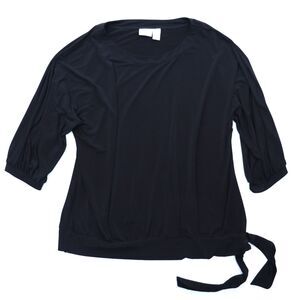 Chicos Shirt Top Women's Sz 3 Black Slinky Knit Stretch 3/4 Sleeve Lagenlook USA